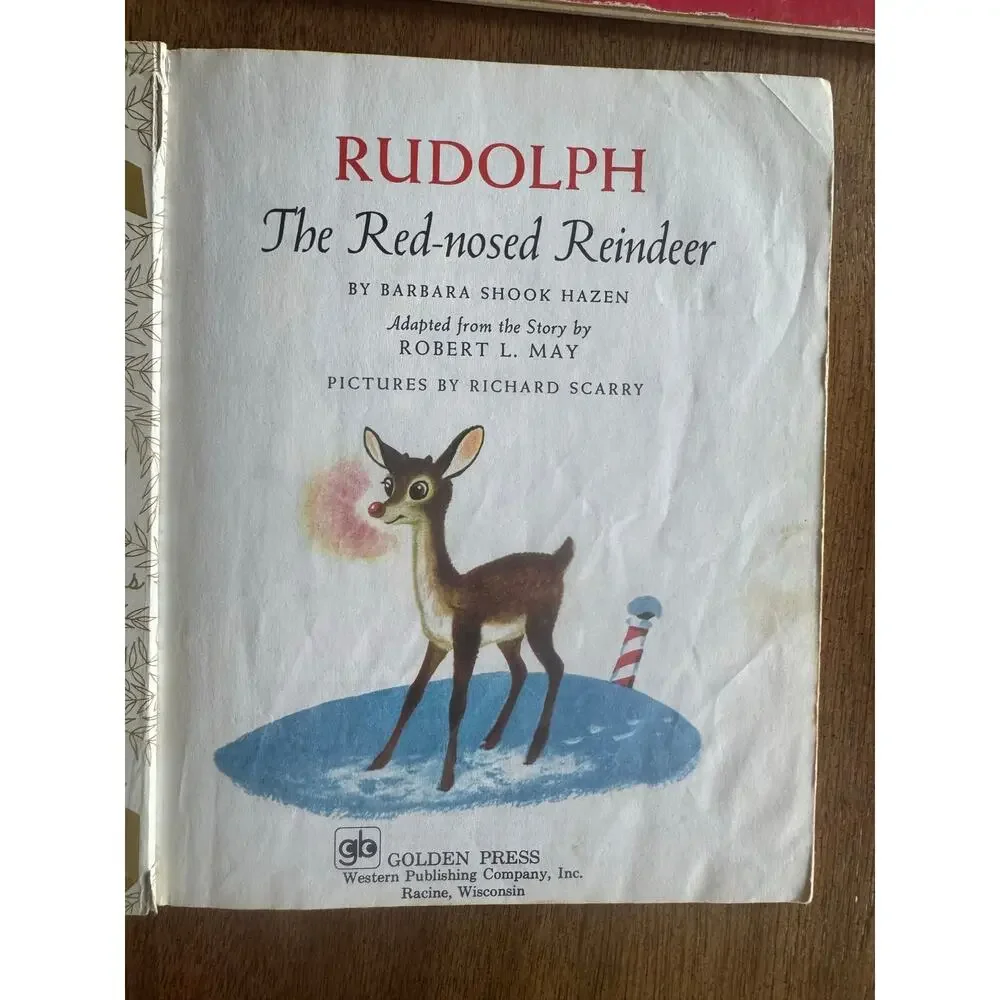 Vintage Little Golden Books Christmas Lot Disney Rudolph Santa 4 Books